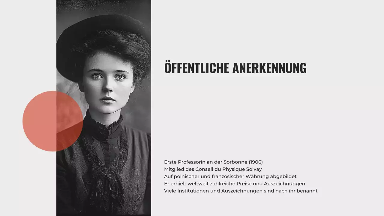 Erkundung des Lebens von Marie Curie Minimalistische Präsentation