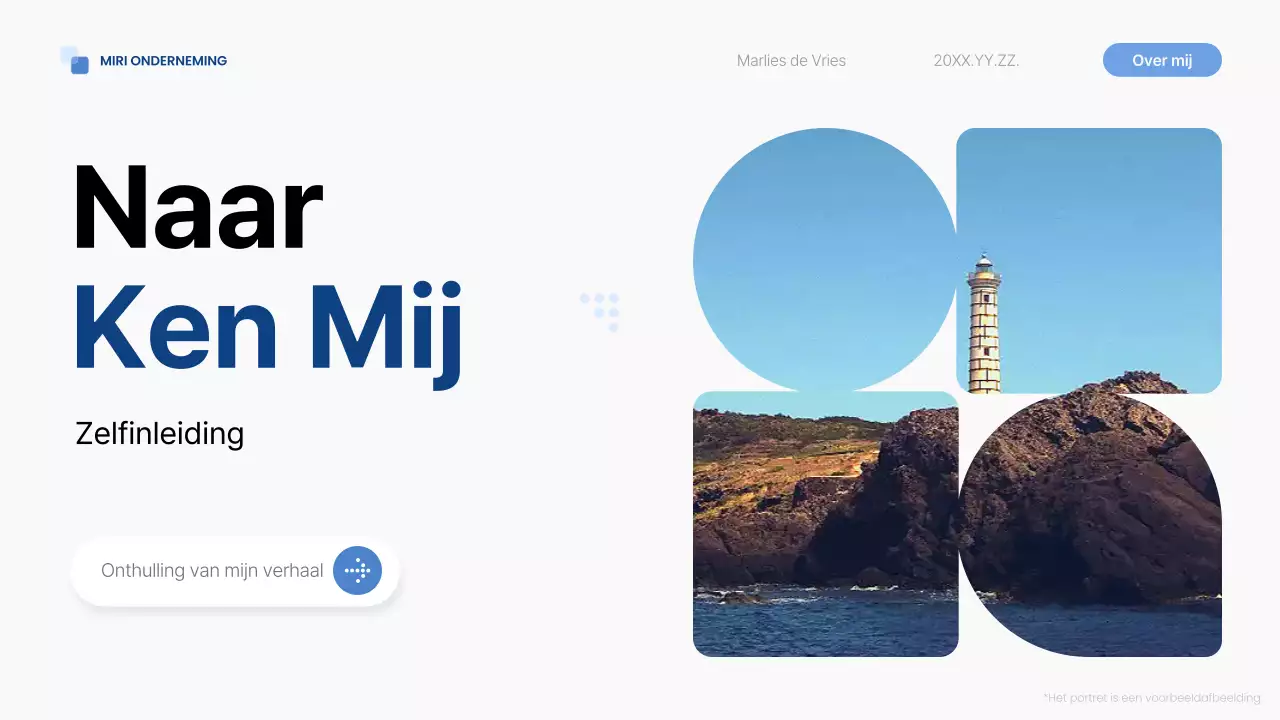 blauwe moderne zelfintroductie pitch