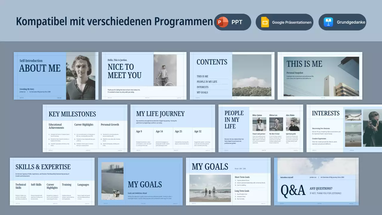 blaue moderne Selbstdarstellungsmappe