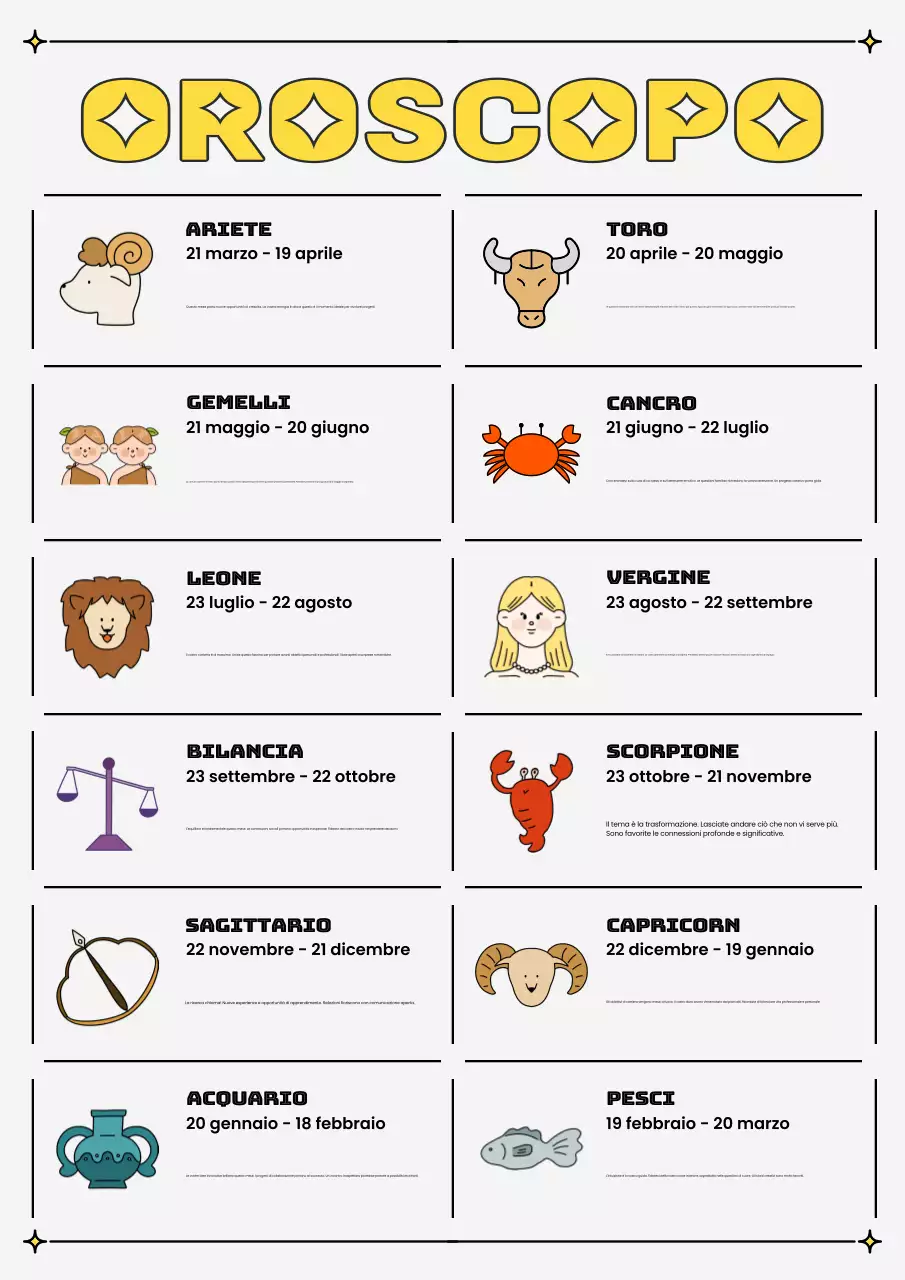 guida all'oroscopo moderno giallo