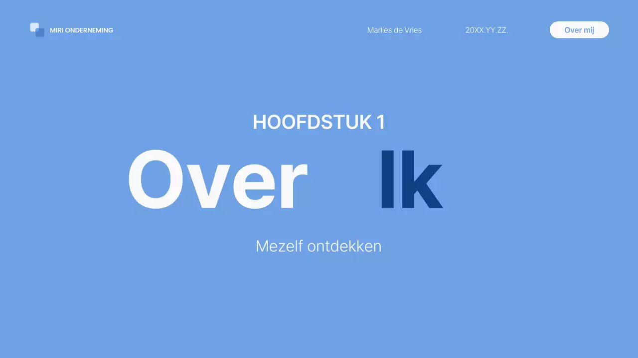 blauwe moderne zelfintroductie pitch