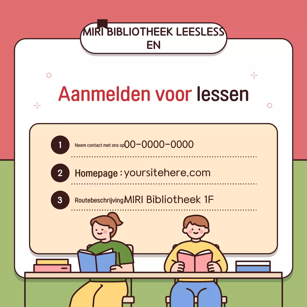 Leesevenementen in de rode en groene bibliotheek promoten