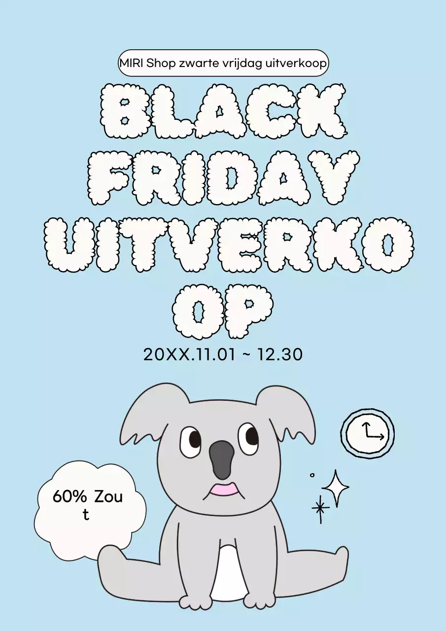 Black Friday uitverkoop in lichtblauw en schattig