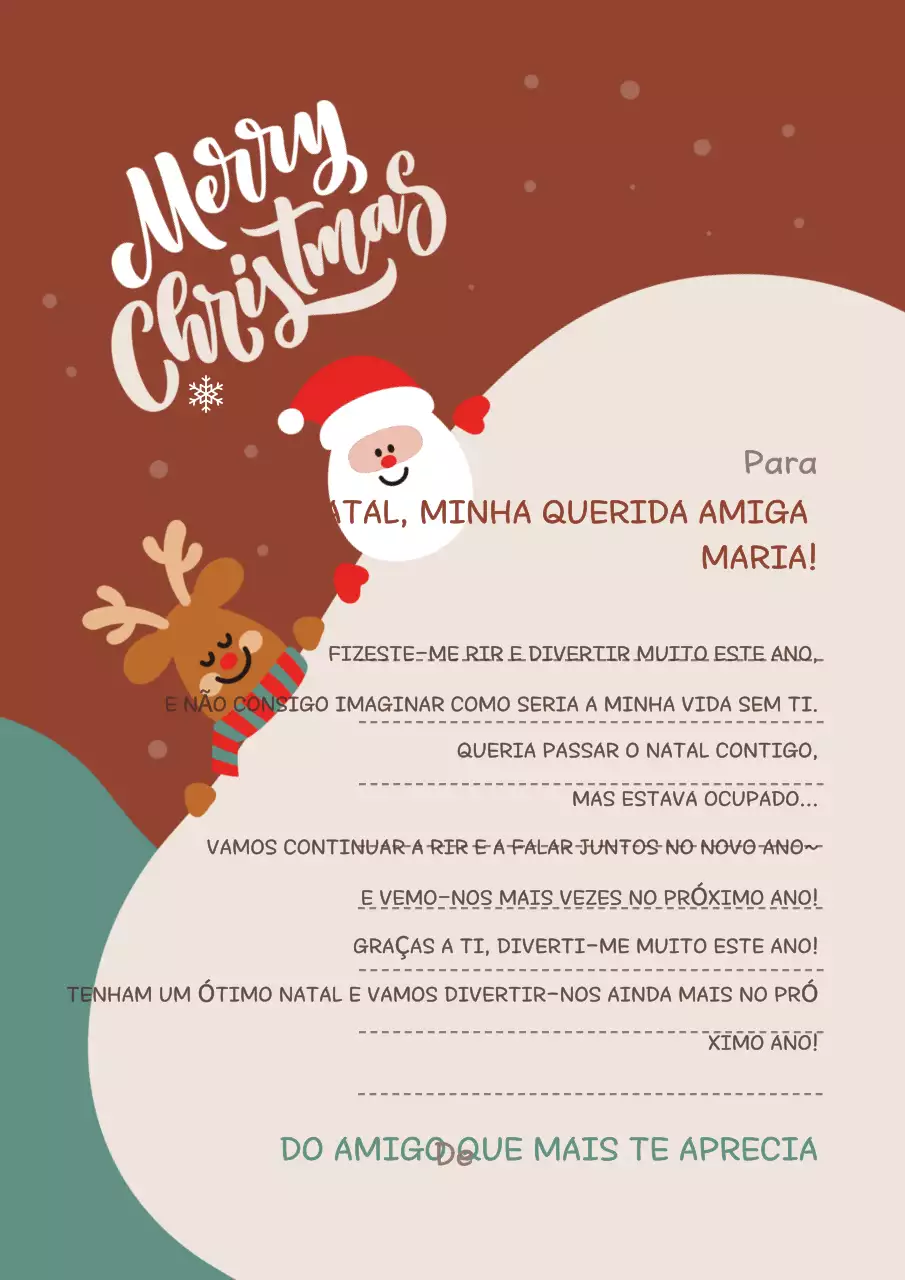 Cartão de Natal castanho e acolhedor