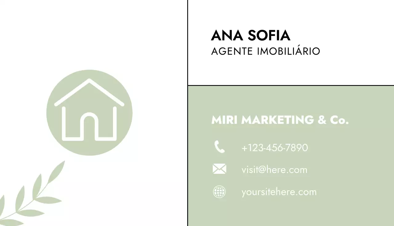 cartão de visita imobiliário sage minimal