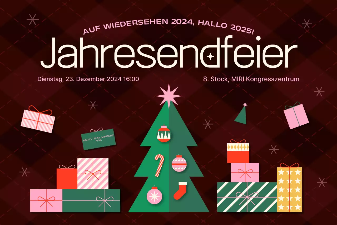 Burgundy Gift Box Holiday Party Event