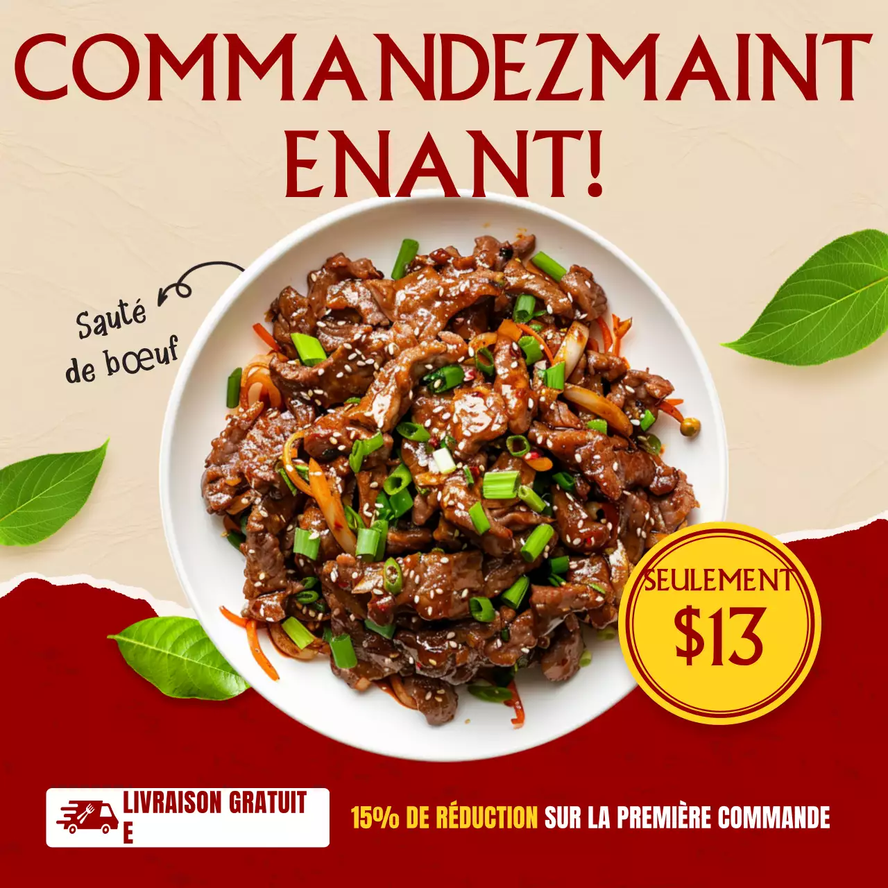 publicité rouge pour les aliments modernes