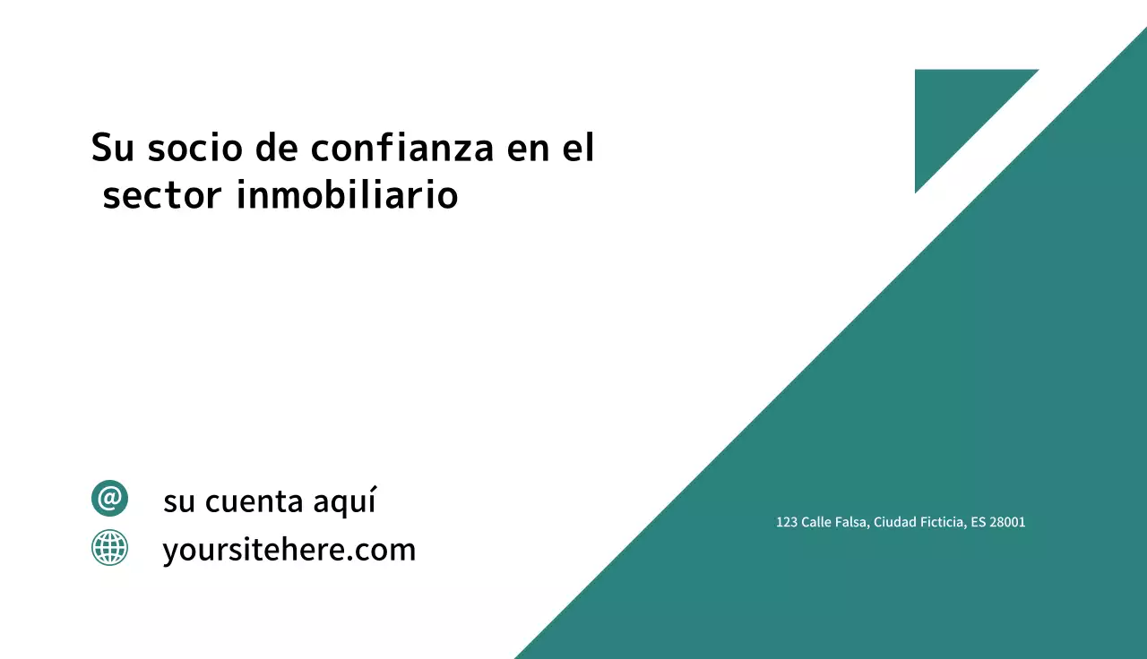 tarjeta inmobiliaria moderna teal