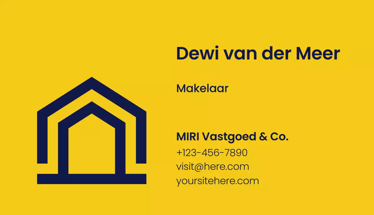 geel modern onroerend goed visitekaartje