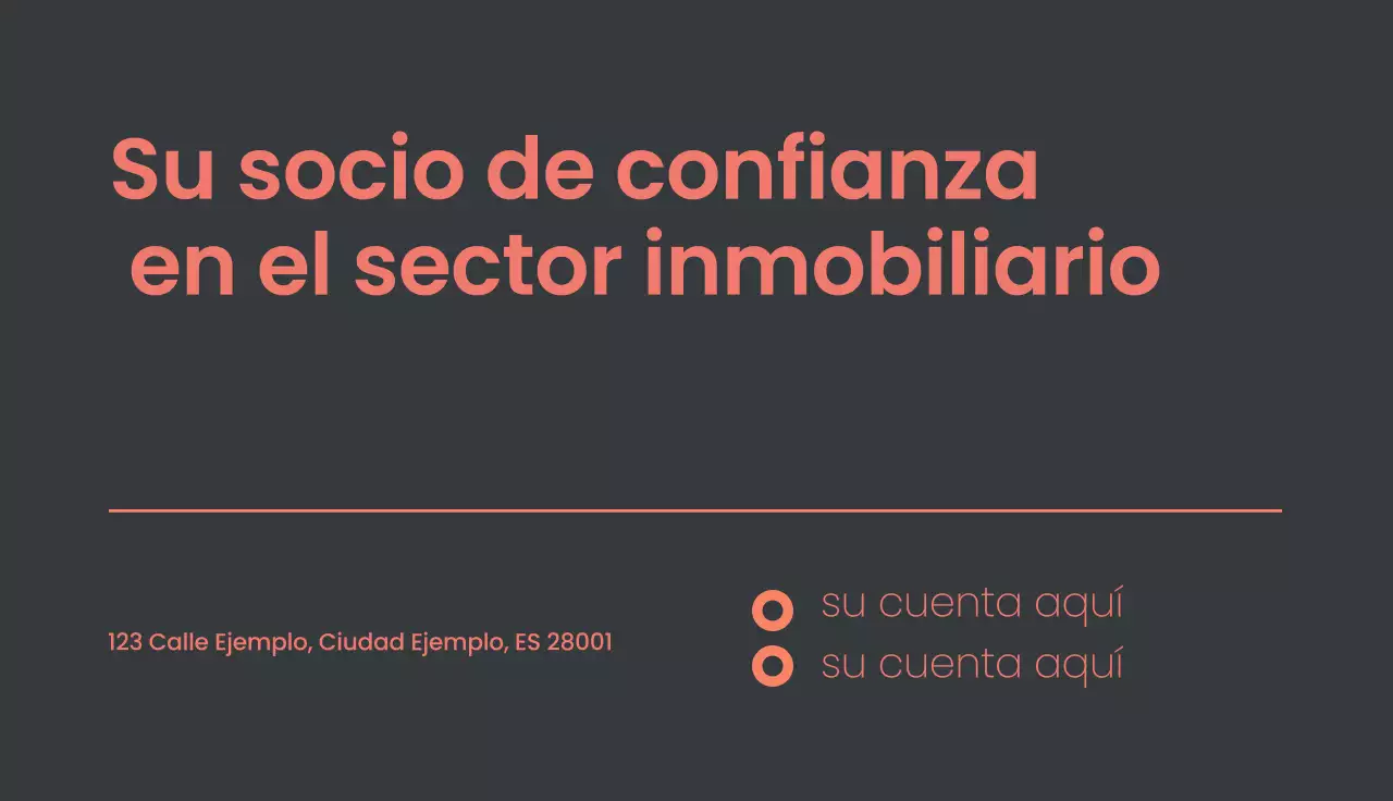 tarjeta de visita inmobiliaria moderna coral