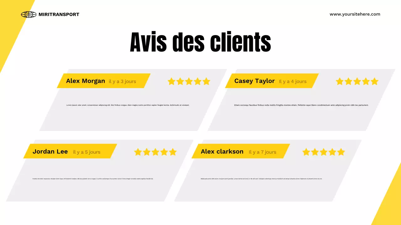 présentation des transports modernes en jaune