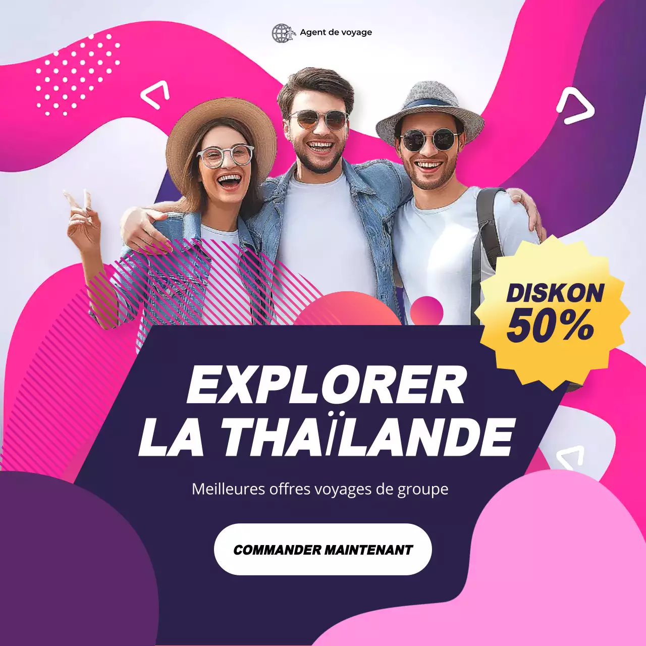 promotion de voyage moderne rose