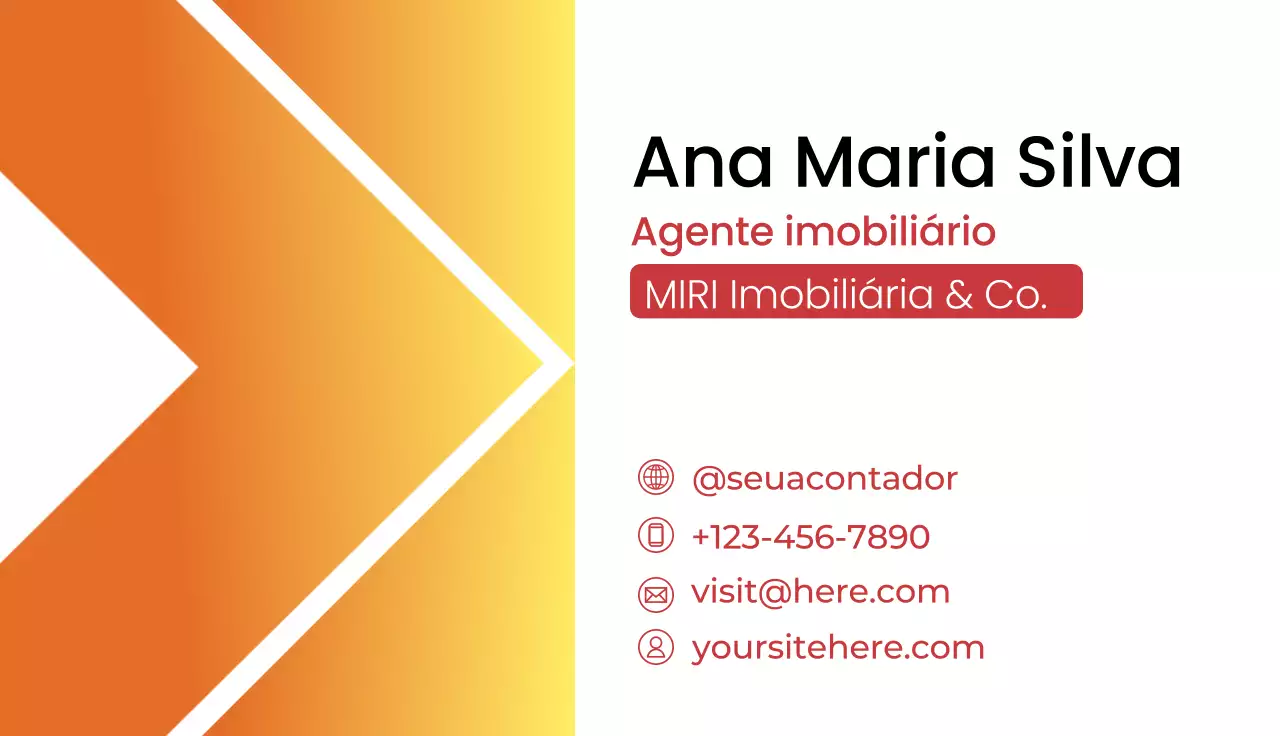 cartão de visita imobiliário moderno cor de laranja
