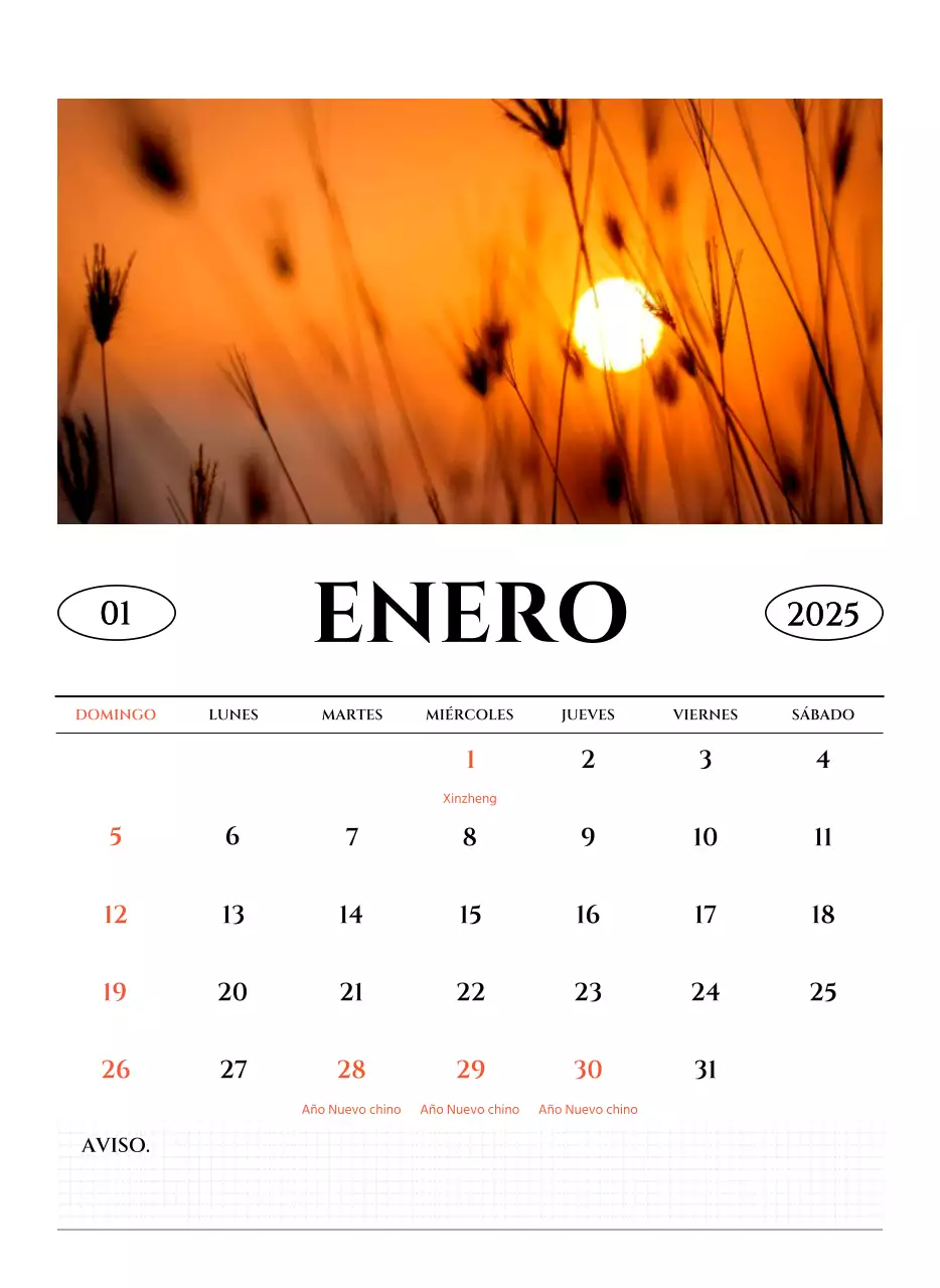 Calendario de pared de estilo sencillo con concepto de fotografía de viajes emocional en blanco y negro