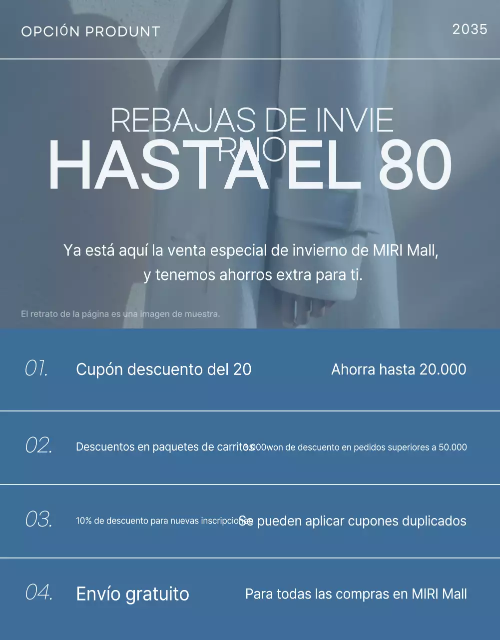 Anuncio de moda moderna en azul claro