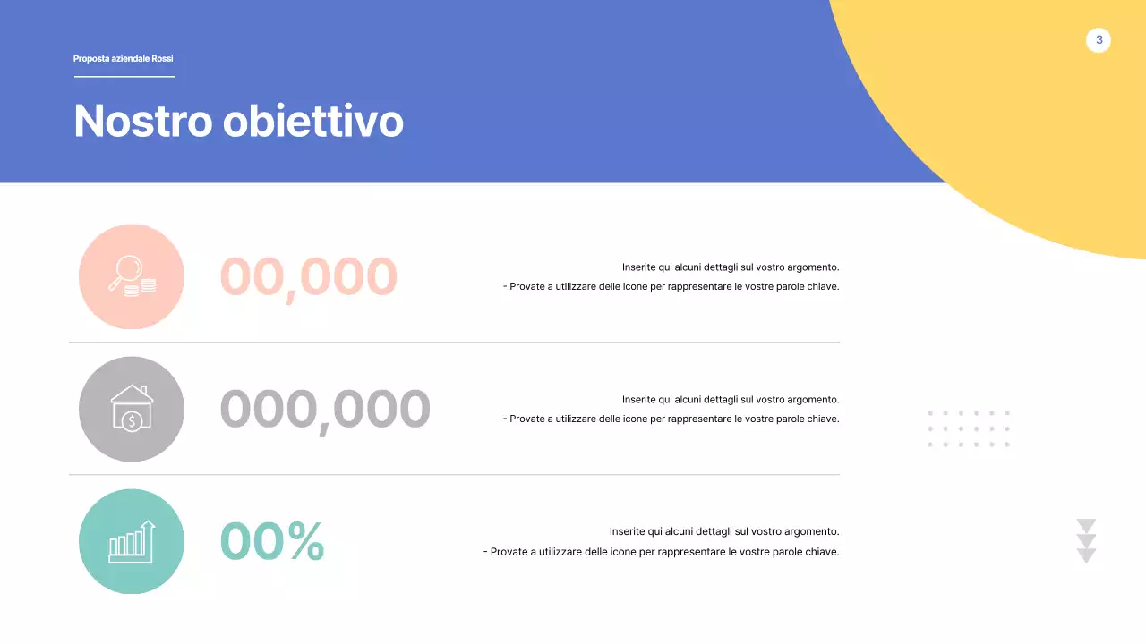 Una proposta dalle forme pulite in blu e giallo