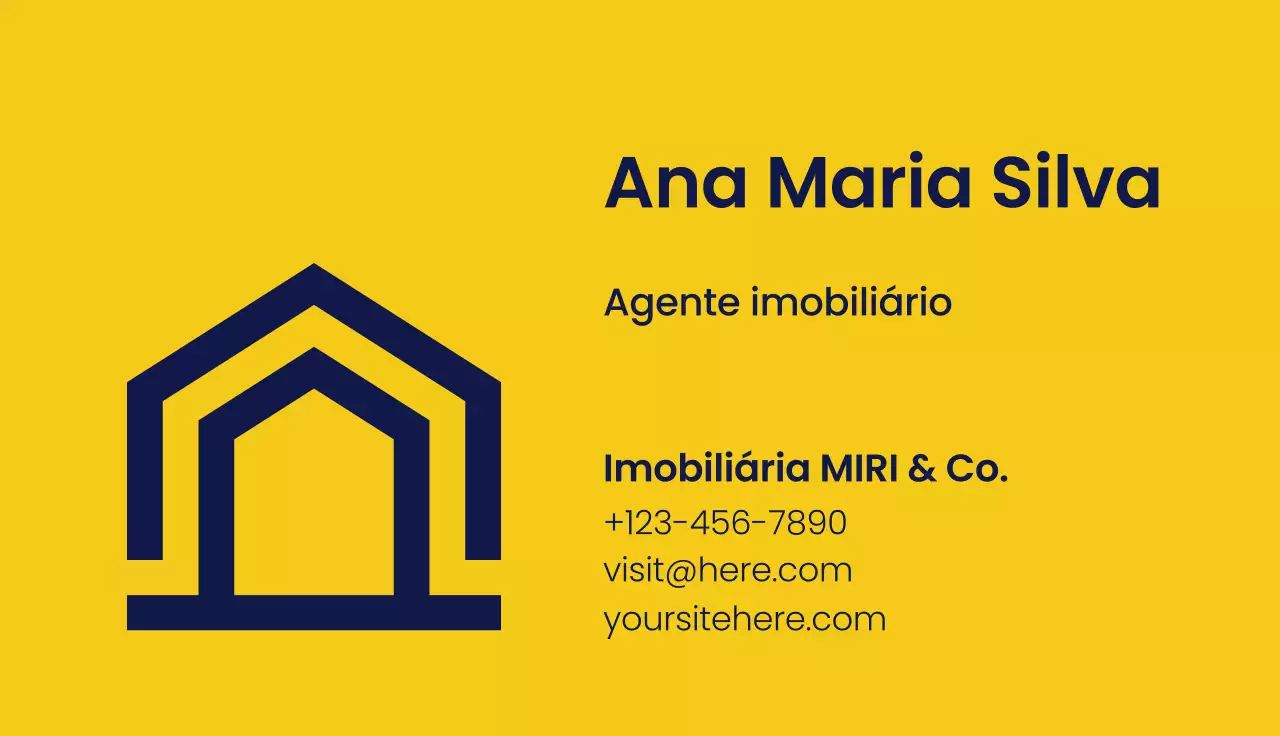 cartão de visita imobiliário moderno amarelo