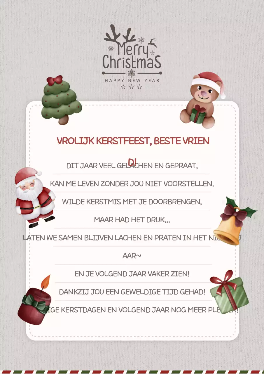 Gezellige kerstkaart in grijs