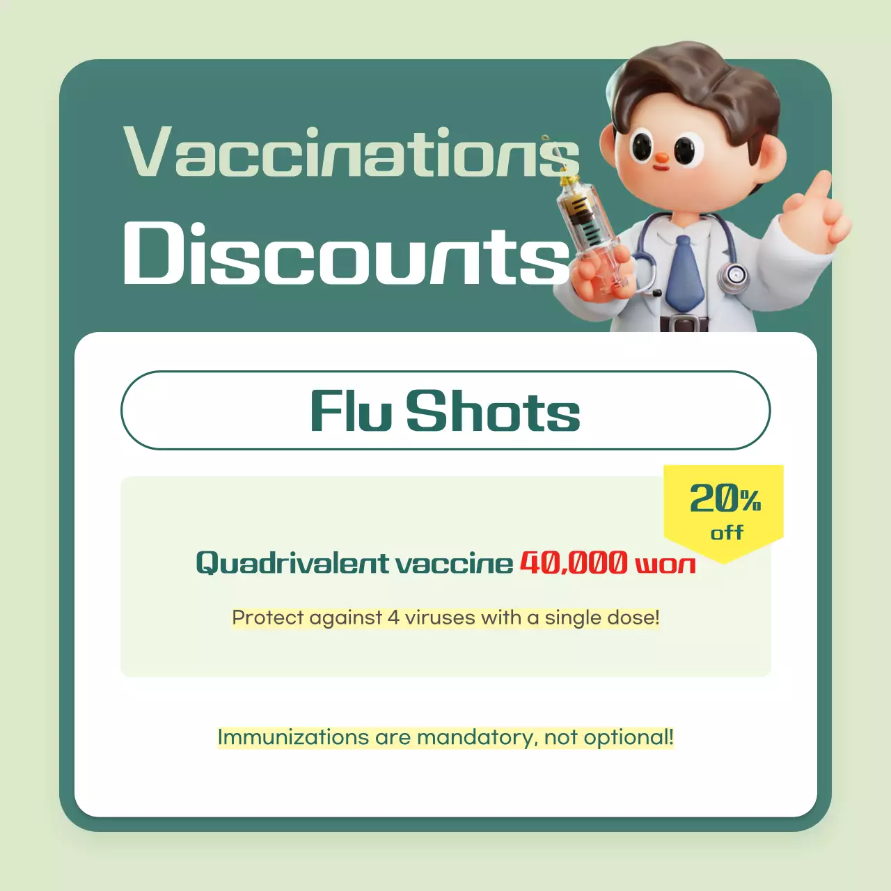 Guia de vacinação moderna verde Carrossel do Instagram