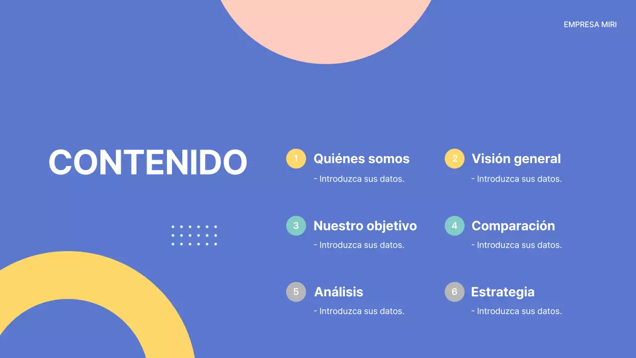 Una propuesta con formas limpias en azul y amarillo