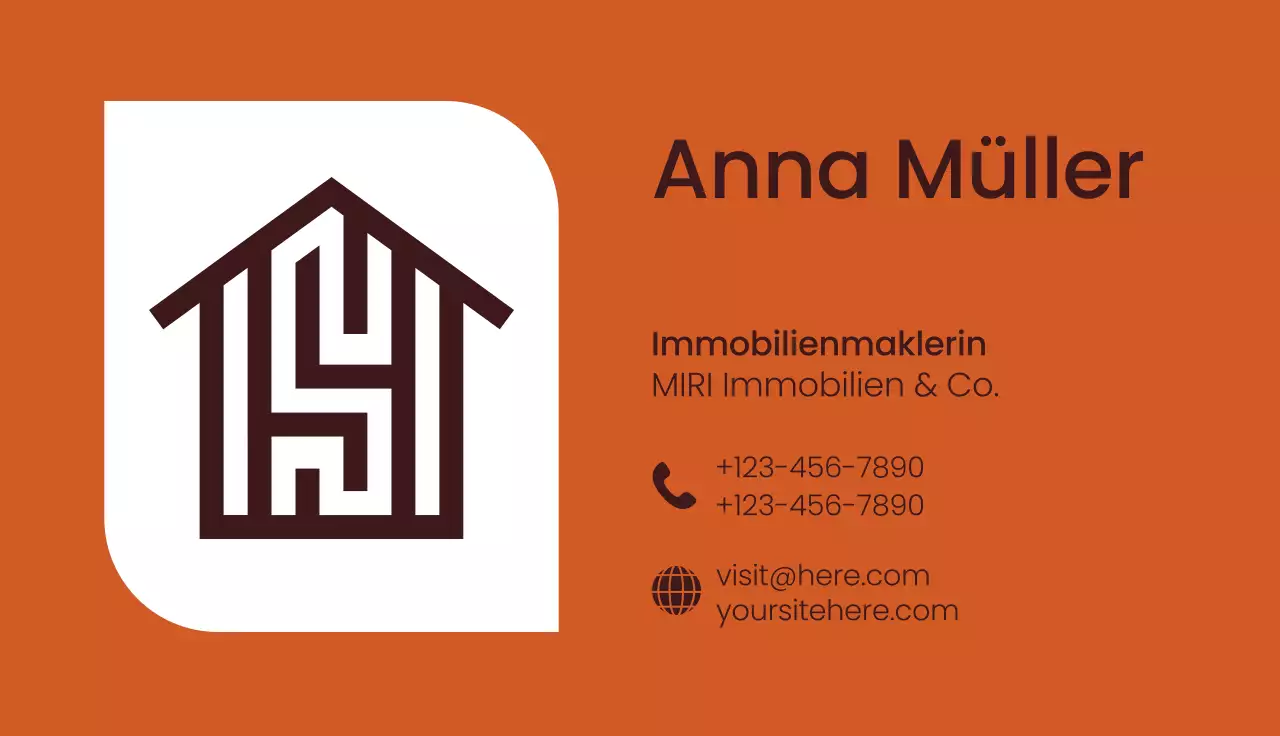 orange moderne immobilien visitenkarte