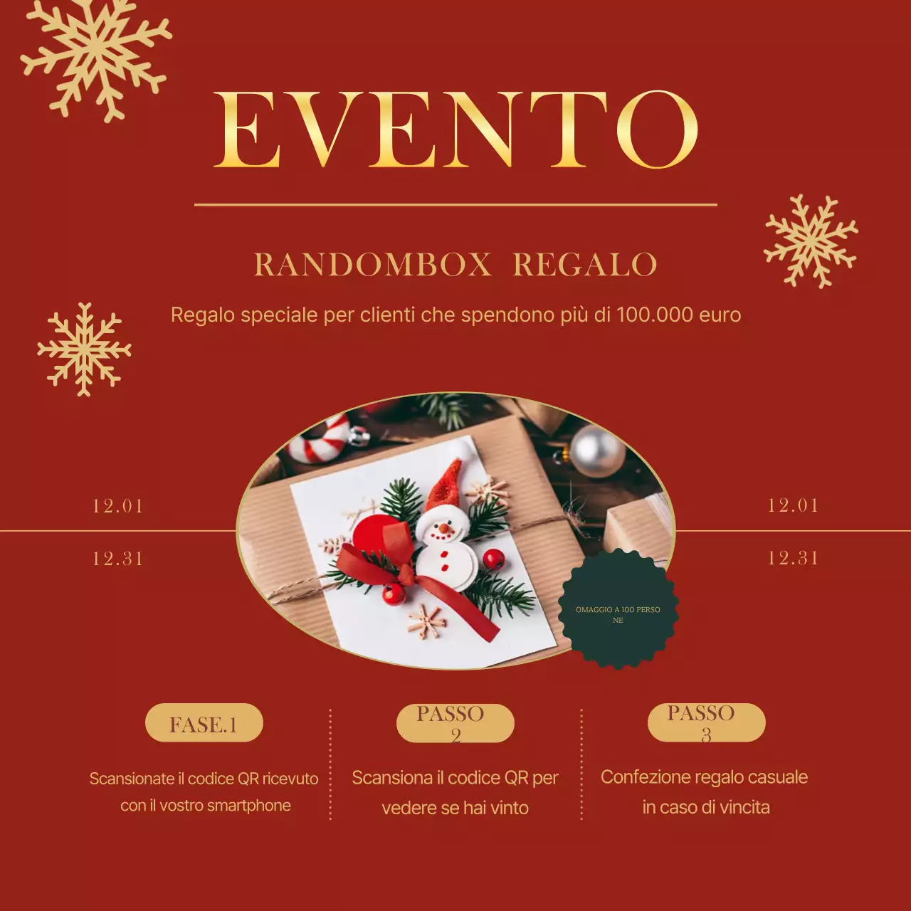 Un classico annuncio di vendita natalizio rosso sui social media