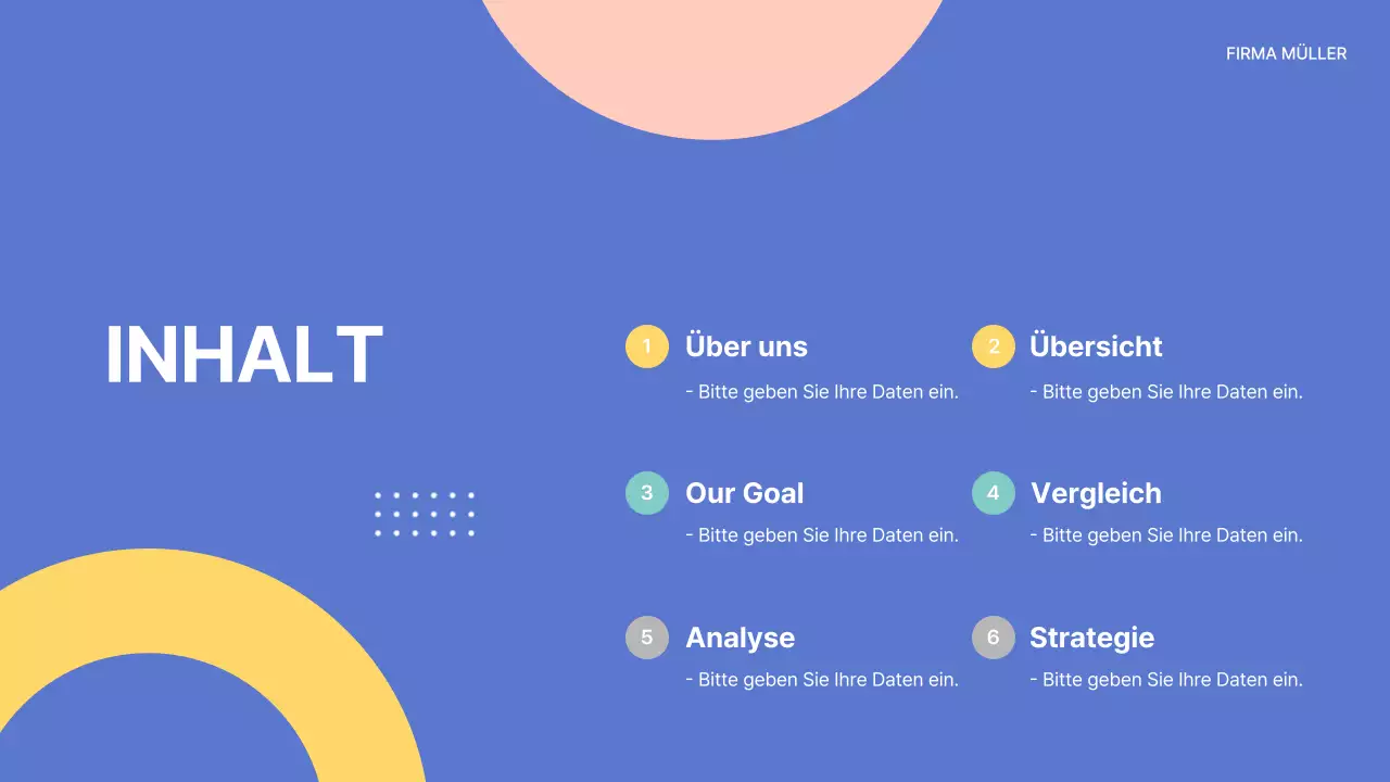 Ein Vorschlag mit klaren Formen in Blau und Gelb