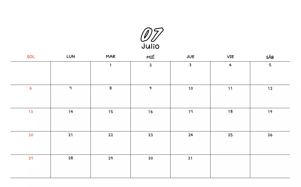 Bonito calendario con dibujos