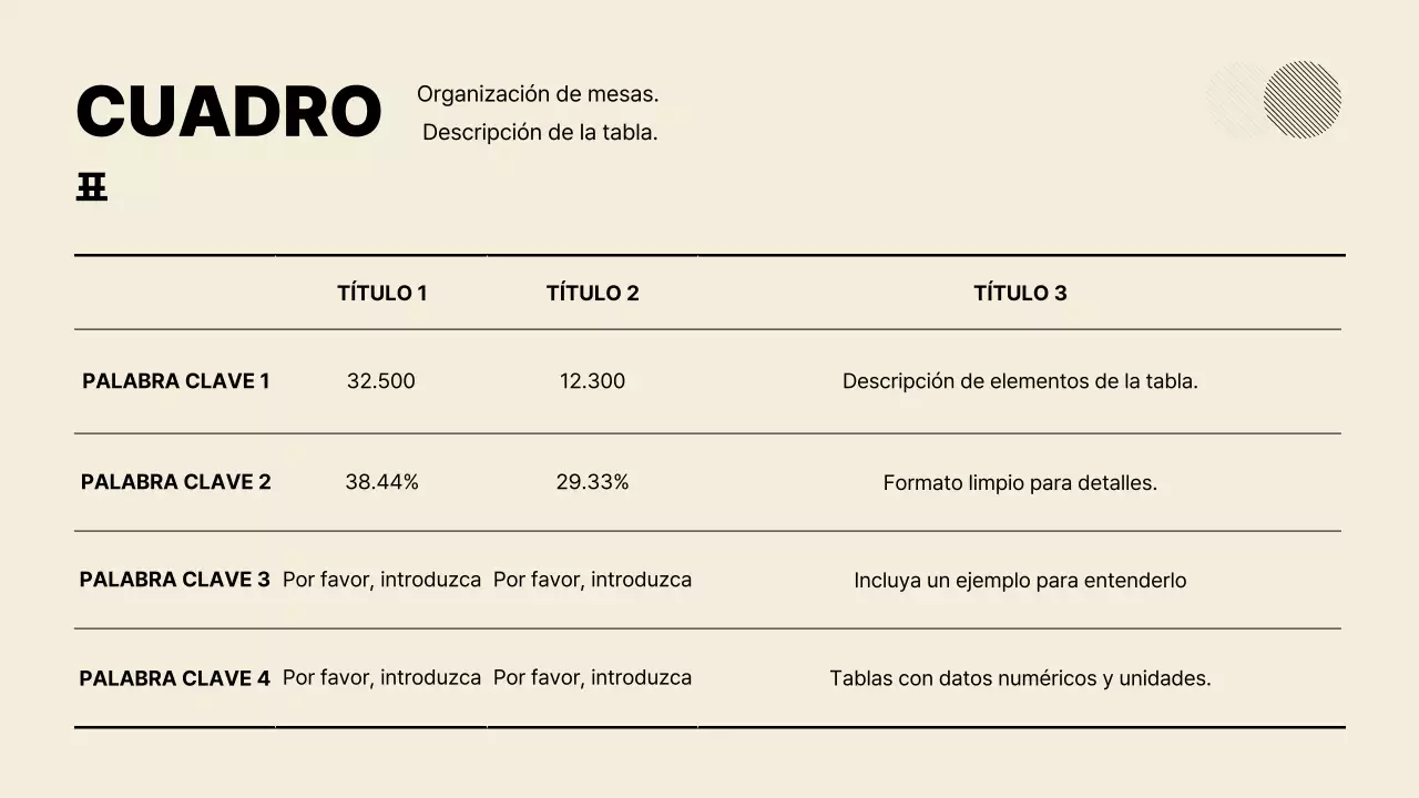 Explicación de la presentación minimalista en beige