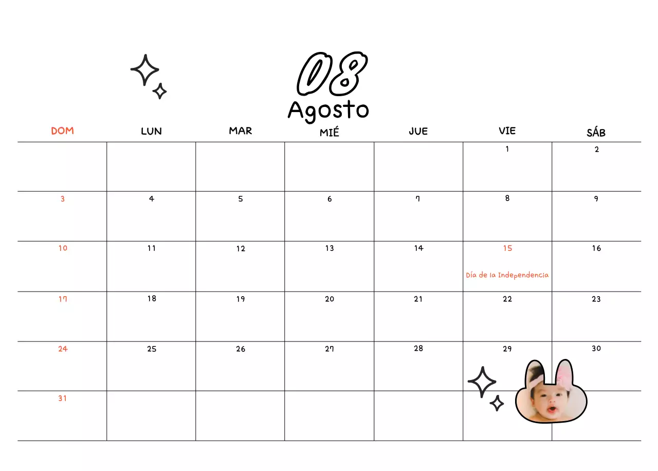 Bonito calendario con fotos de Año Nuevo