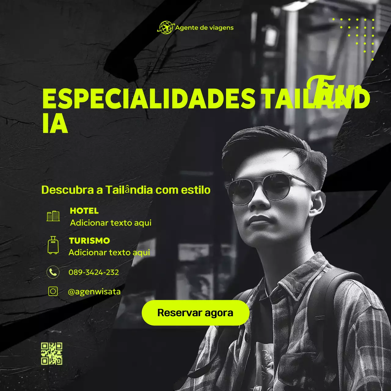 anúncio de viagem moderno em néon
