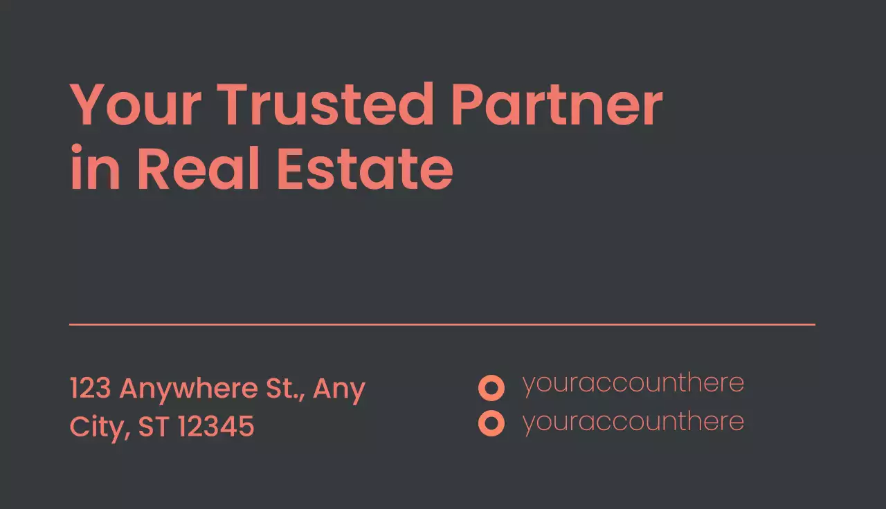 Orange Minimal Real Estate Business Card