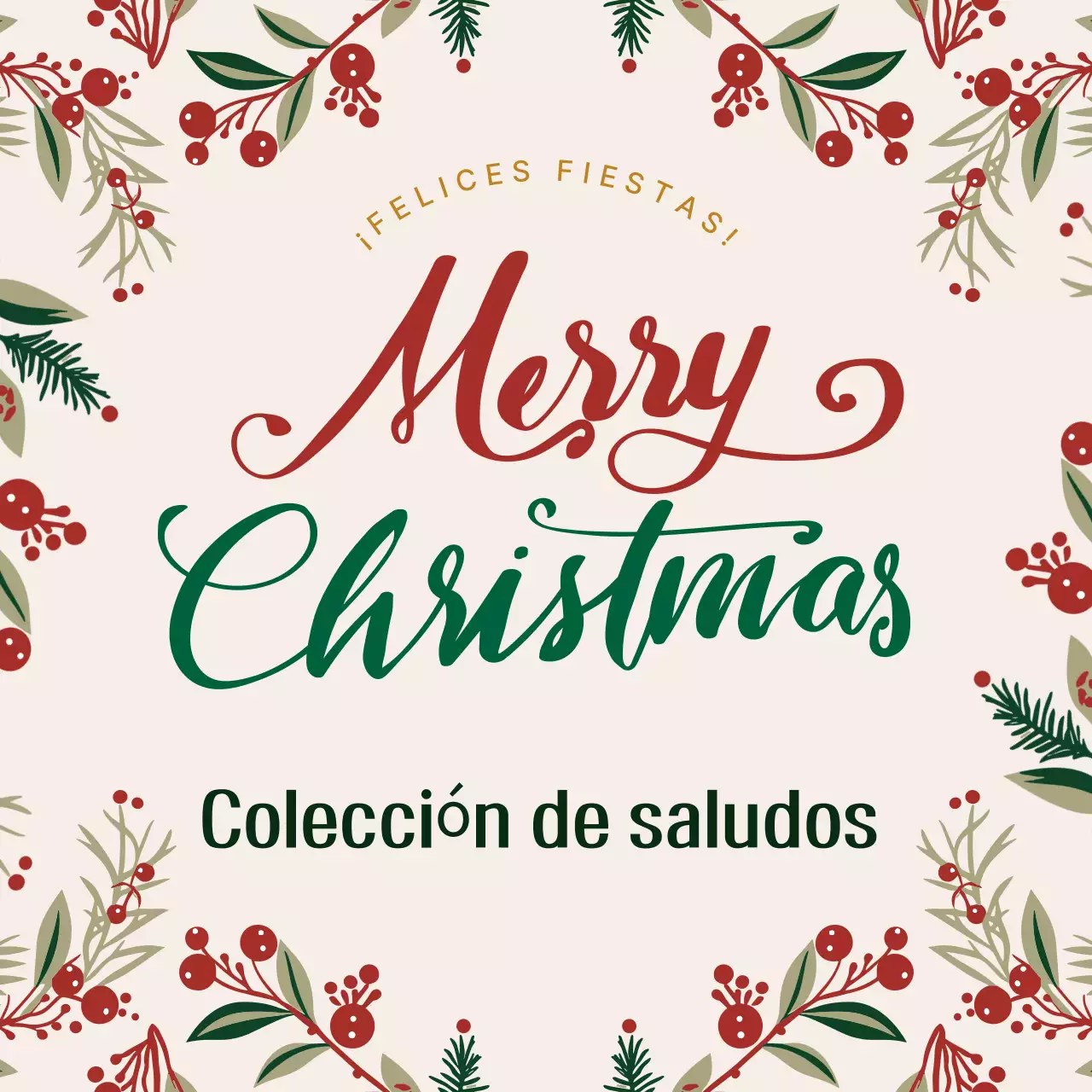 Felicitación navideña clásica en beige