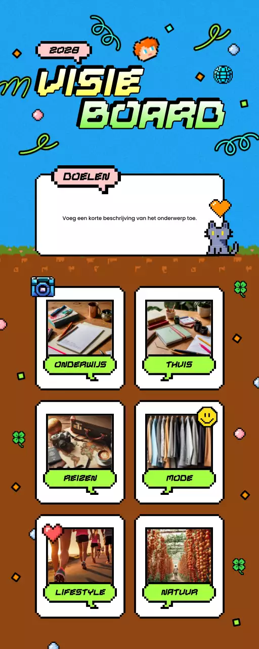 blauwe retro vision board planner