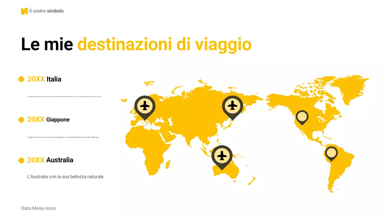 layout giallo di base per l'autopresentazione