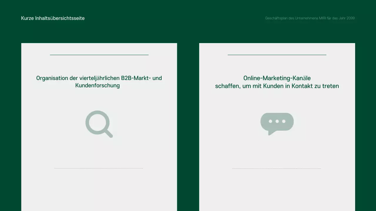 Ein sauberer, grüner und grauer Geschäftsplan für das kommende Jahr