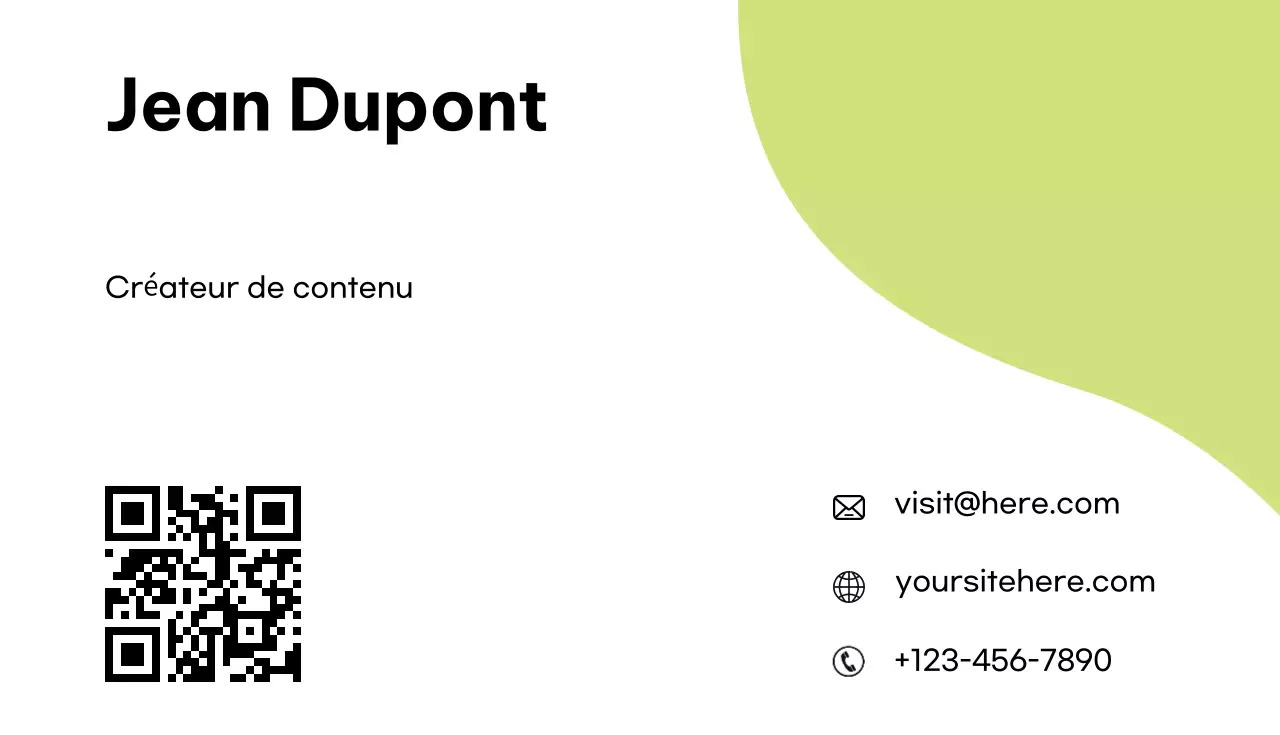 carte de visite moderne verte