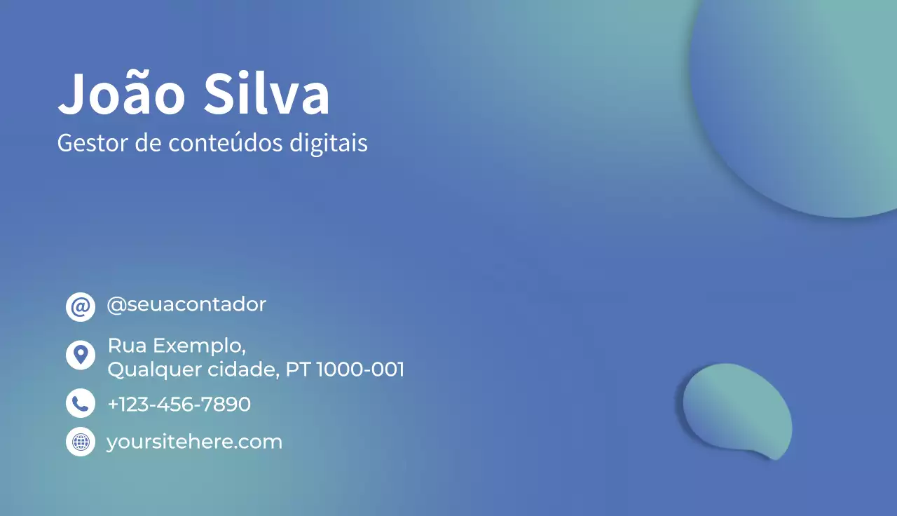 cartão de visita moderno azul