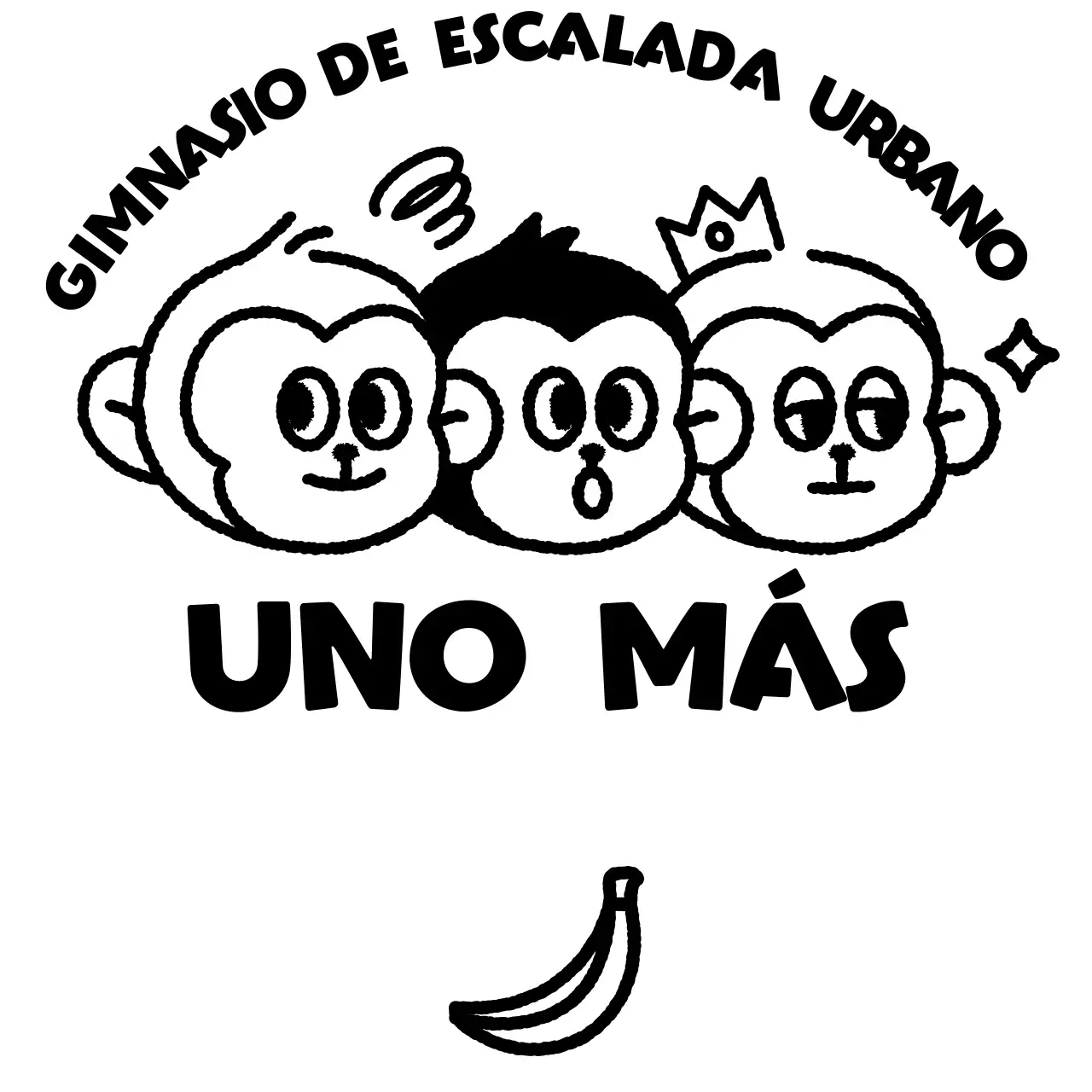 Logotipo deportivo sencillo con ilustración de tres simpáticos monos