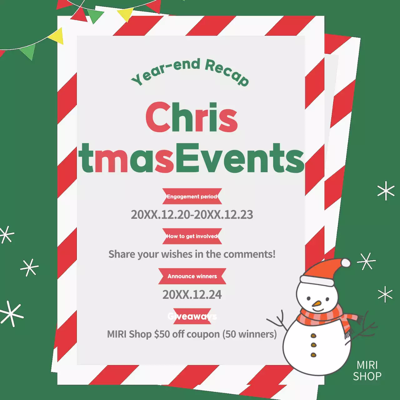 Promosi Acara Natal Hijau Meriah Posting Media Sosial