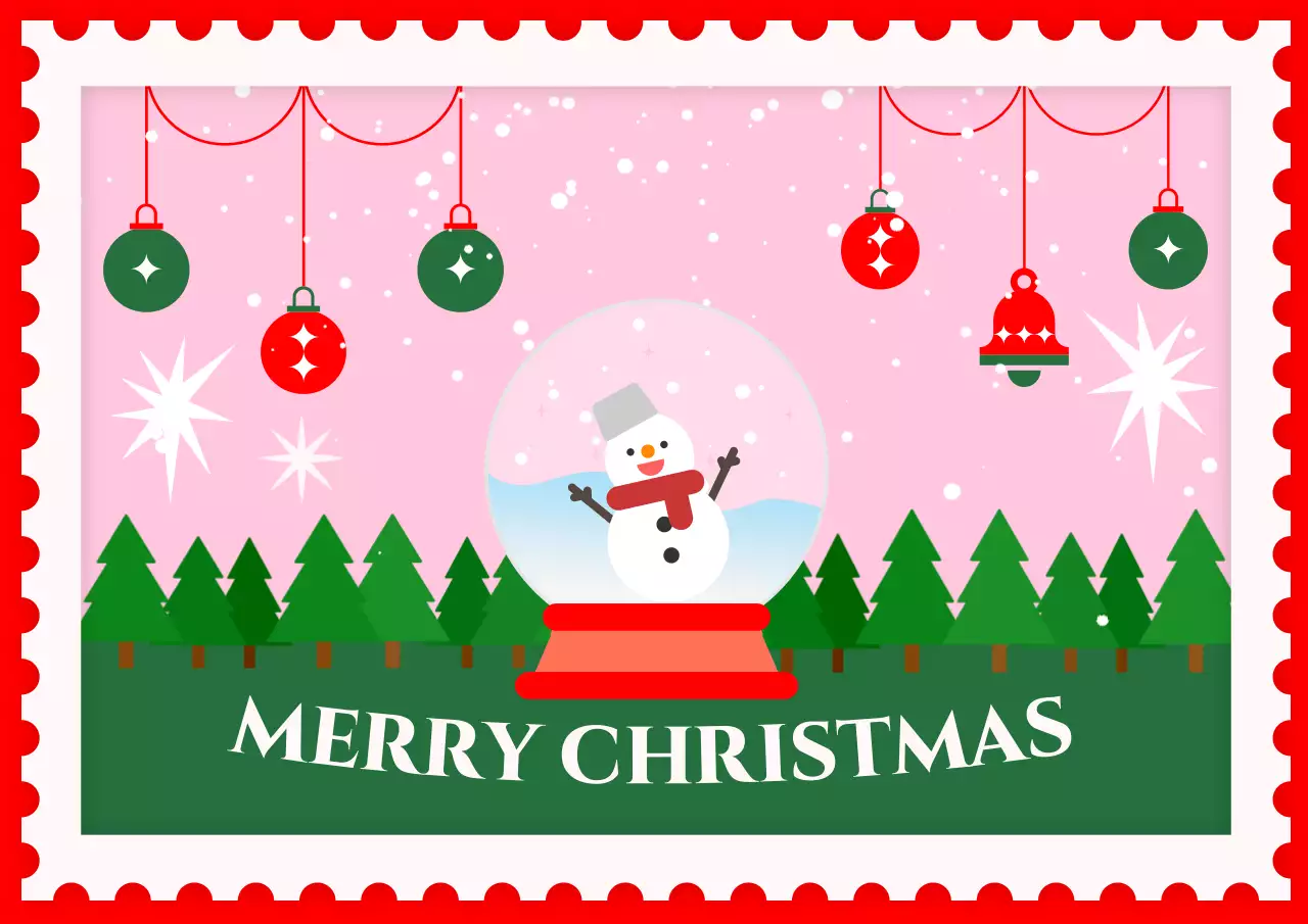 핑크의 아기자기한 크리스마스 엽서