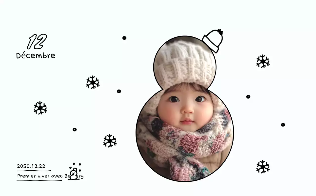 Calendrier photo avec dessin mignon