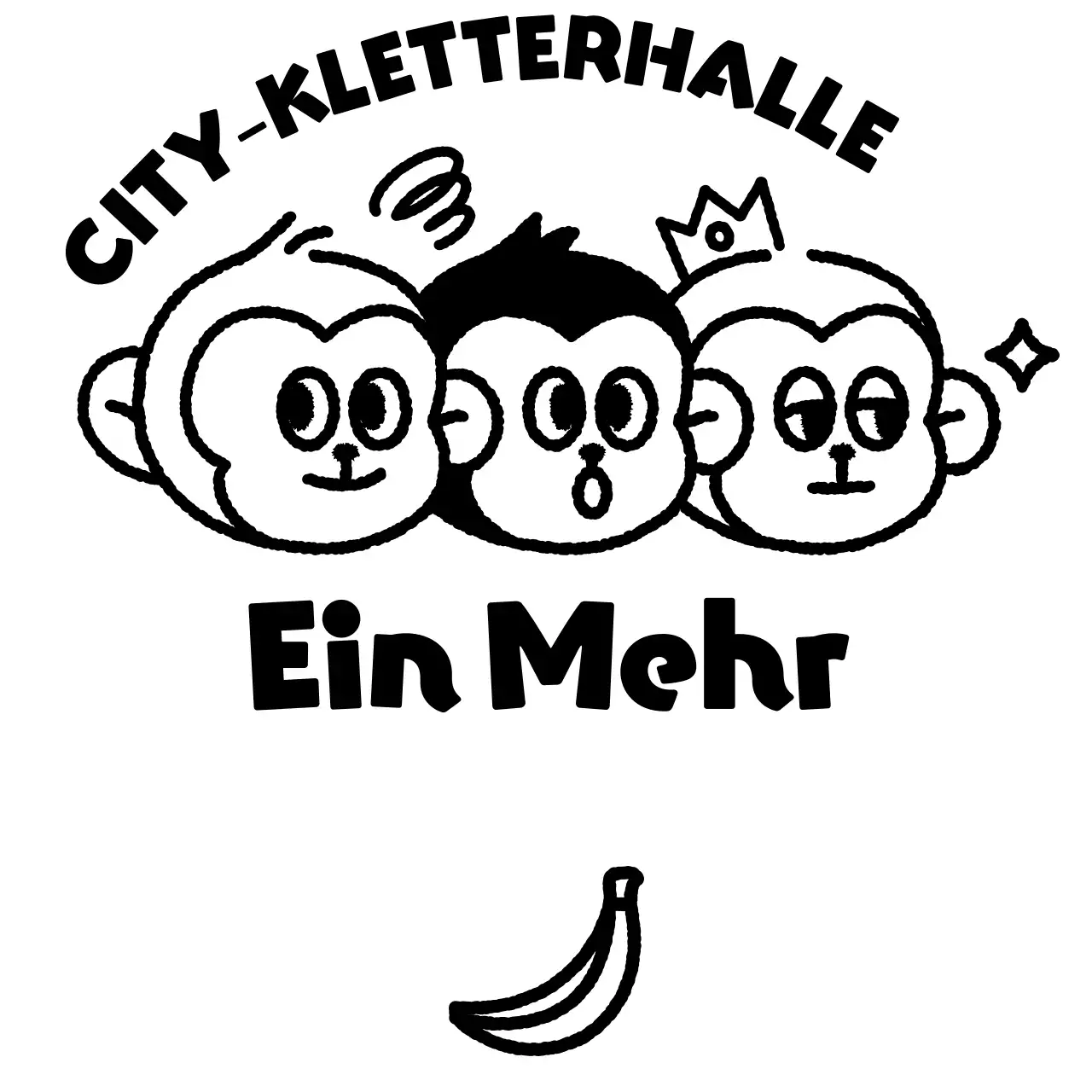 Einfache Sport-Logo mit drei niedlichen Affen Illustration
