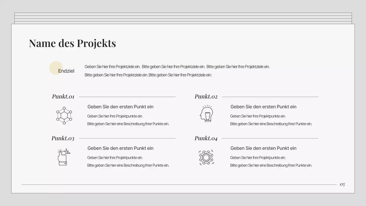Ein graues, einfaches Marketing-Portfolio