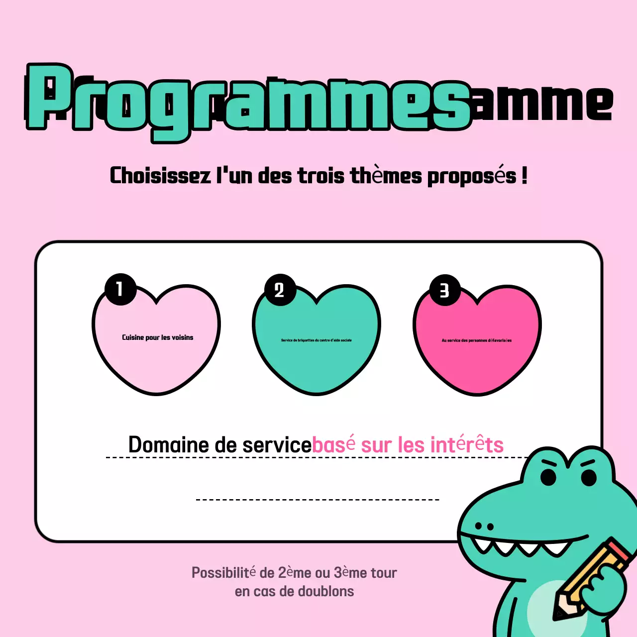 Possibilités de bénévolat pour les vacances roses