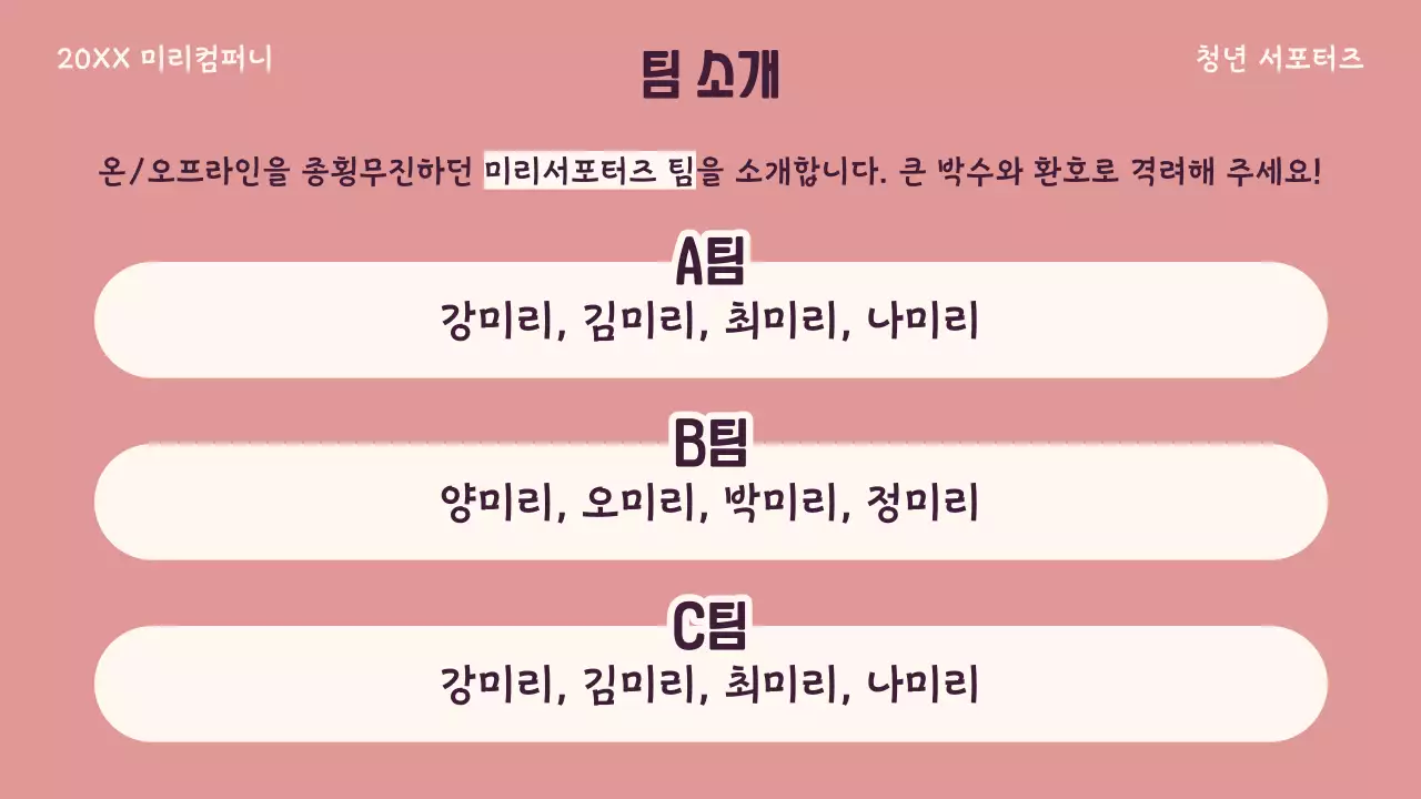 핑크 아기자기한 청년 모집