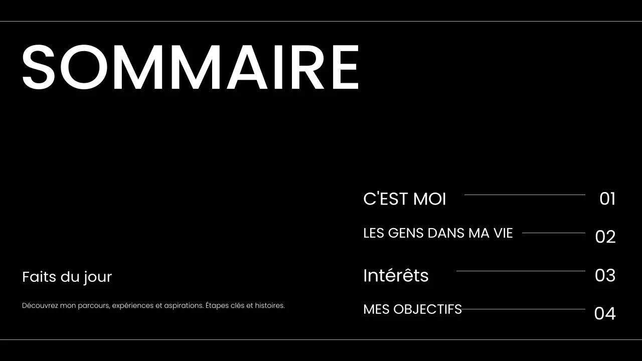 portfolio d'auto-présentation moderne en noir et blanc