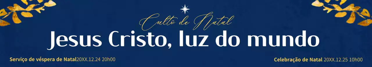 Promover um serviço de Natal luxuoso em azul-marinho e dourado