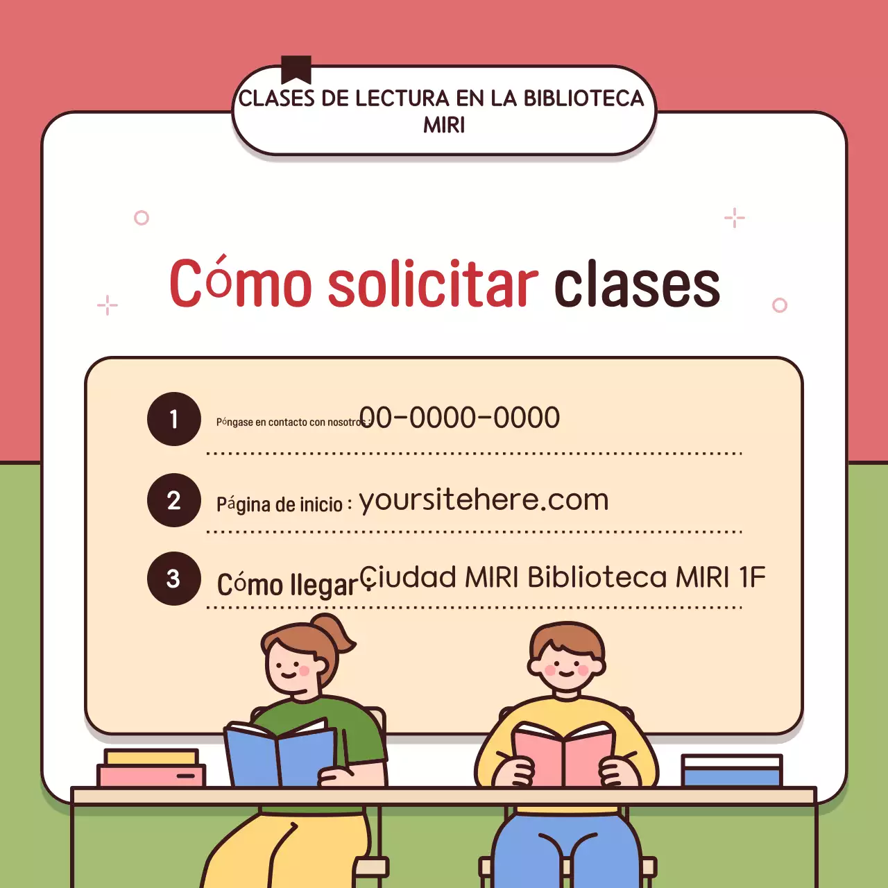 Promover los actos de lectura de las bibliotecas rojas y verdes