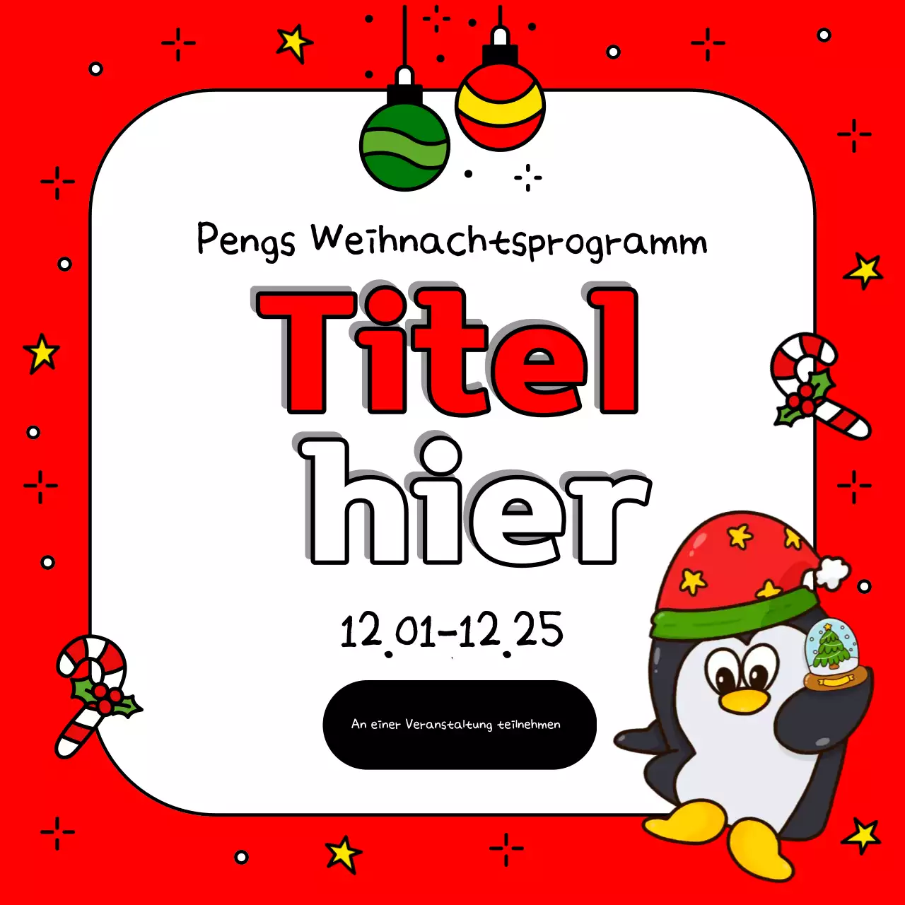 Werben Sie für Ihre Weihnachtsveranstaltung in Rot und Grün mit dieser niedlichen Weihnachtsanzeige